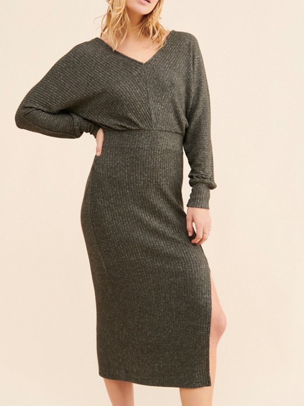 Anthropologie Daily Practice Barre Lightweight Sweater Midi Dress Large NEW